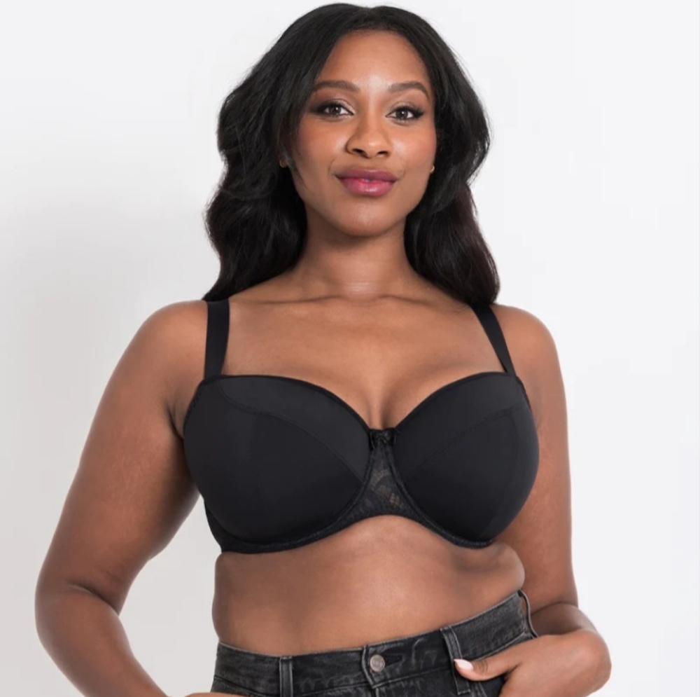 Flirtelle Emma Padded Balcony Bra Black - 38GG NEW WITH TAGS - Picture 2 of 2